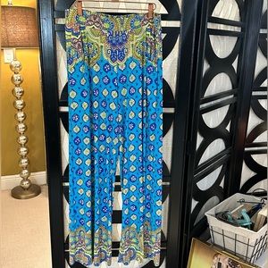 Trina Turk Corsica Harem Multi Color Boho Geometric Print Palazzo Pants.
